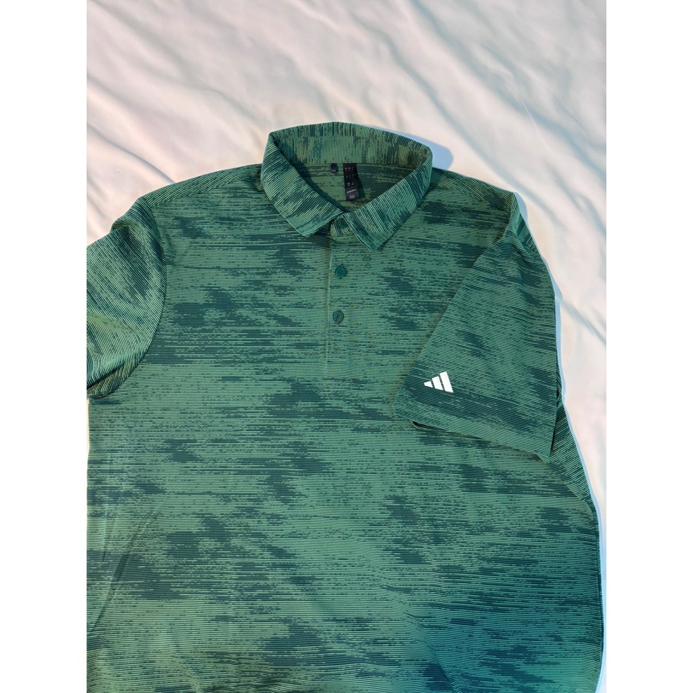 Adidas Mens Green Space Dye Golf Polo Shirt IT0156 Large